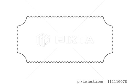 Outline raffle or coupon icon. Ticket for boarding on plane, concert, cinema, museum, festival, theater, circus, exhibition isolated on white background. Vector outline illustration 111116078