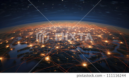 Global network connection on planet Earth. 111116244