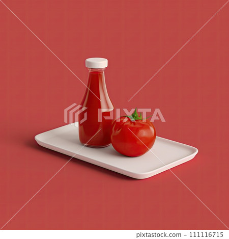 AI-generated content. Red ketchup bottle mockup 111116715