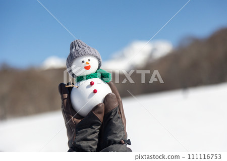 ski resort and snowman ski resort and snowman 111116753