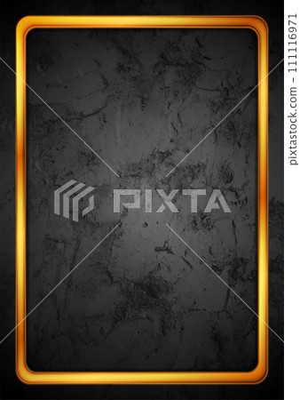 Golden glossy frame on black grunge textural background Golden glossy frame on black grunge textural background 111116971