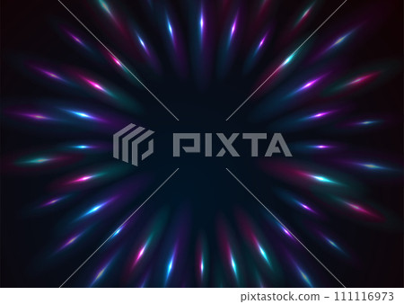 Blue purple neon round laser rays abstract tech background 111116973