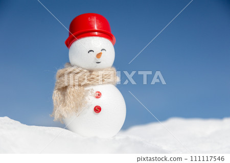 Winter snow field and snowman Winter snow field and snowman 111117546