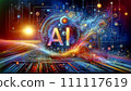 3DCG illustration in which AI/generated AI moves in fine detail 111117619