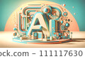 3DCG illustration in which AI/generated AI moves in fine detail 111117630