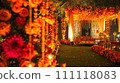Elegant Indian Wedding Floral Decor in Warm Orange and Red Hue 111118083