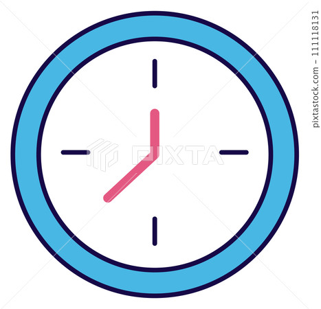 Minimalistic blue and pink clock showing ten past ten. Simple wall clock design with no numbers. Time management concept vector illustration. Minimalistic blue and pink clock showing ten past ten. Simple wall clock design with no numbers. Time management concept vector illustration. 111118131