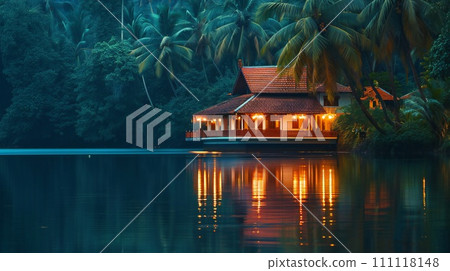 Twilight Serenity at a Classic Kerala Backwaters House Twilight Serenity at a Classic Kerala Backwaters House 111118148