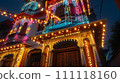 Vibrant Indian Home Facade Illuminated with Twinkling Diwali Lights 111118160
