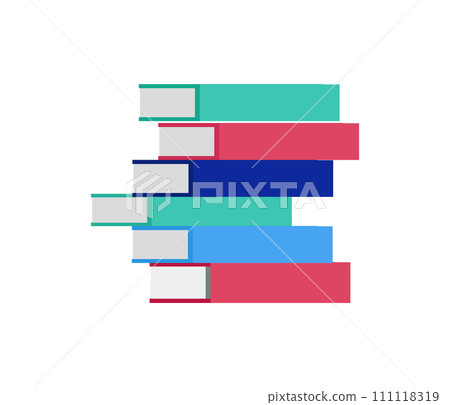 Stack of colorful books with blank spines on a white background. Pile of books in a form of a rainbow, education concept. Vector illustration Stack of colorful books with blank spines on a white background. Pile of books in a form of a rainbow, education concept. Vector illustration 111118319