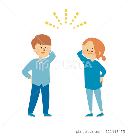 Smiling couple couple reconciliation illustration material Smiling couple couple reconciliation illustration material 111118455