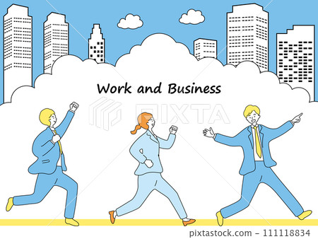 Running businessman and business woman 111118834