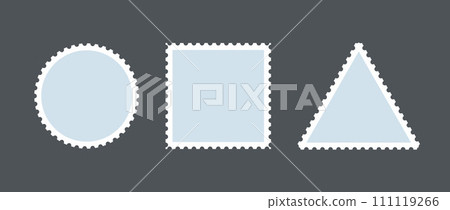 Light blue postage stamp set. Post stamp frames or borders. Round, square, triangle template for mail, postcard, letter. Vintage jagged wavy edge form or object for banner, badge, sticker. Vector Light blue postage stamp set. Post stamp frames or borders. Round, square, triangle template for mail, postcard, letter. Vintage jagged wavy edge form or object for banner, badge, sticker. Vector 111119266