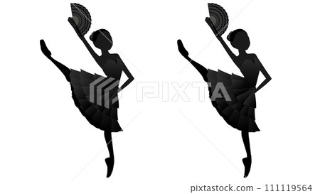 Illustration of a dancer's silhouette_Image of a ballerina dancing Kitri's friend from the ballet "Don Quixote" Illustration of a dancer's silhouette_Image of a ballerina dancing Kitri's friend from the ballet "Don Quixote" 111119564