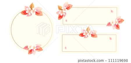 Watercolor leaves and flowers, frames vector illustration set, romantic and realistic botanical decoration illustration Watercolor leaves and flowers, frames vector illustration set, romantic and realistic botanical decoration illustration 111119698