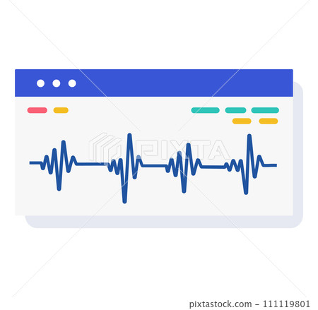 Continuous line art heart rate pulse. Blue ECG heartbeat on monitor. Medical health concept vector illustration. 111119801