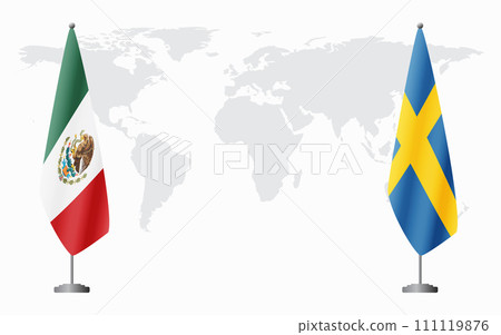 Mexico and Sweden flags for official meeting Mexico and Sweden flags for official meeting 111119876