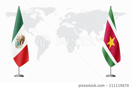 Mexico and Suriname flags for official meeting Mexico and Suriname flags for official meeting 111119878