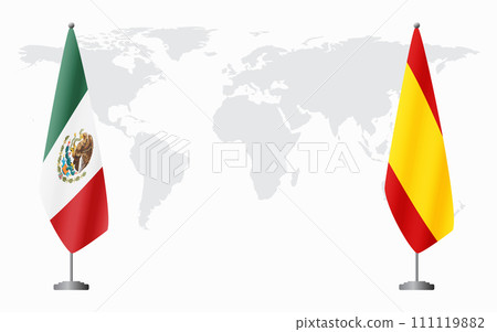 Mexico and civil Spain flags for official meeting 111119882