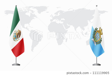 Mexico and San Marino flags for official meeting Mexico and San Marino flags for official meeting 111119905
