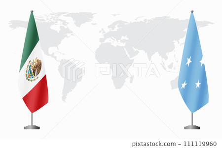 Mexico and Micronesia flags for official meeting Mexico and Micronesia flags for official meeting 111119960
