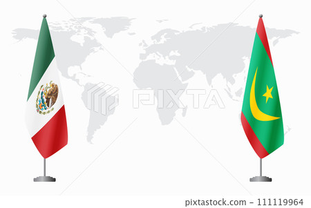 Mexico and Mauritania flags for official meeting Mexico and Mauritania flags for official meeting 111119964