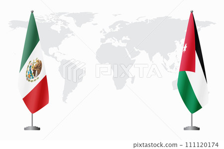 Mexico and Jordan flags for official meeting 111120174