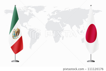 Mexico and Japan flags for official meeting 111120176