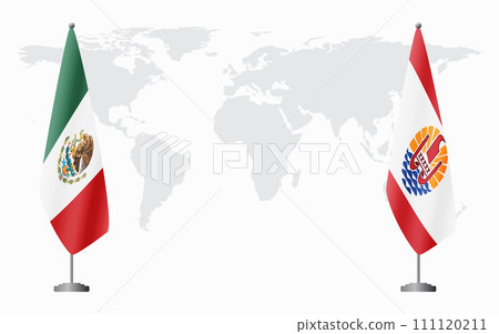 Mexico and French Polynesia flags for official meeting Mexico and French Polynesia flags for official meeting 111120211