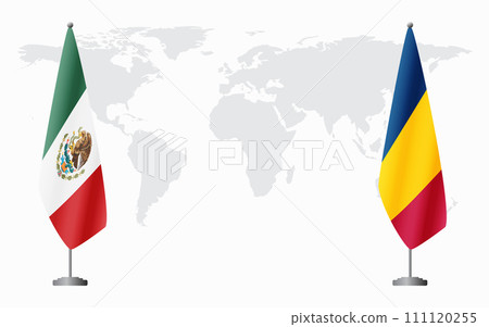 Mexico and Chad flags for official meeting Mexico and Chad flags for official meeting 111120255