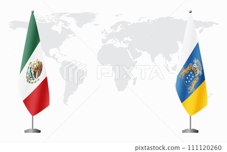 Mexico and Canary Islands flags for official meeting Mexico and Canary Islands flags for official meeting 111120260