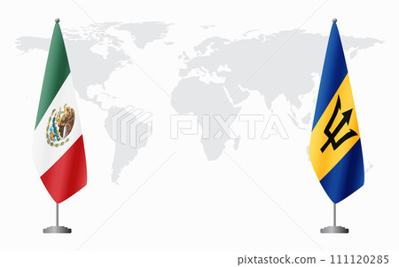 Mexico and Barbados flags for official meeting Mexico and Barbados flags for official meeting 111120285
