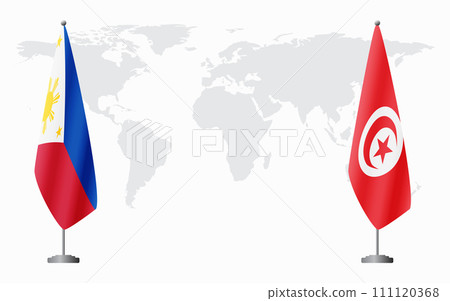 Philippines and Tunisia flags for official meeting 111120368