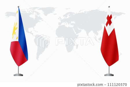 Philippines and Tonga flags for official meeting Philippines and Tonga flags for official meeting 111120370
