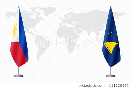 Philippines and Tokelau flags for official meeting Philippines and Tokelau flags for official meeting 111120371
