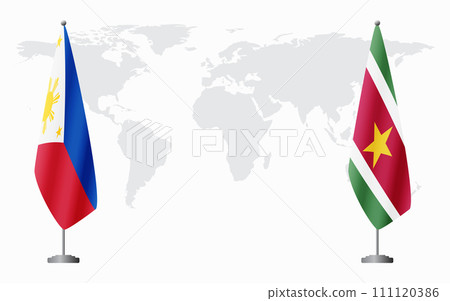 Philippines and Suriname flags for official meeting Philippines and Suriname flags for official meeting 111120386