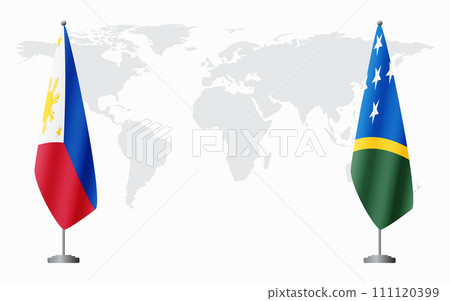 Philippines and Solomon Islands flags for official meeting Philippines and Solomon Islands flags for official meeting 111120399