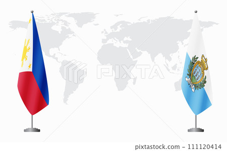 Philippines and San Marino flags for official meeting 111120414