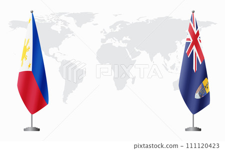 Philippines and Saint Helena flags for official meeting 111120423