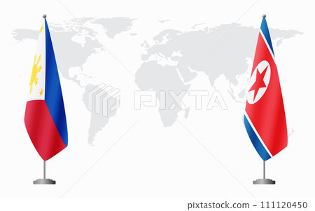 Philippines and North Korea flags for official meeting Philippines and North Korea flags for official meeting 111120450