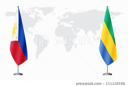 Philippines and Gabon flags for official meeting 111120598