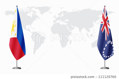 Philippines and Cook Islands flags for official meeting Philippines and Cook Islands flags for official meeting 111120760