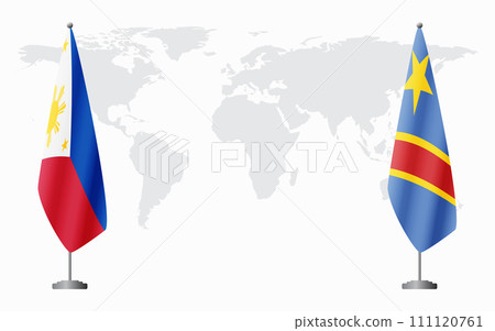 Philippines and Congo Kinshasa flags for official meeting Philippines and Congo Kinshasa flags for official meeting 111120761