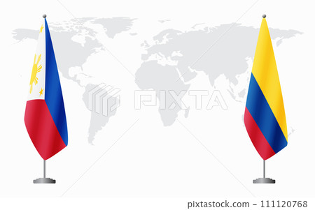 Philippines and Colombia flags for official meeting 111120768