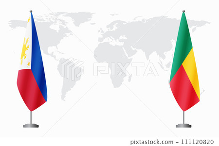 Philippines and Benin flags for official meeting 111120820