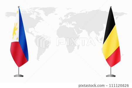 Philippines and Belgium flags for official meeting 111120826