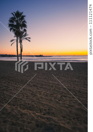 Barceloneta beach at sunrise 111121474