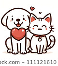 Puppy and kitten and red heart 111121610