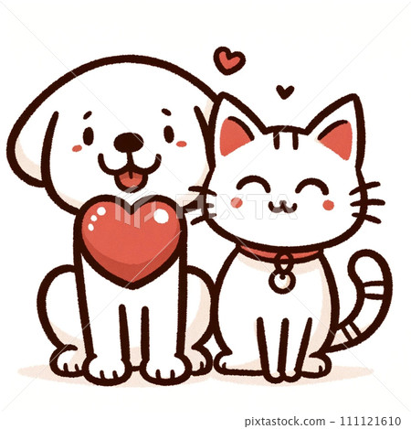 Puppy and kitten and red heart 111121610