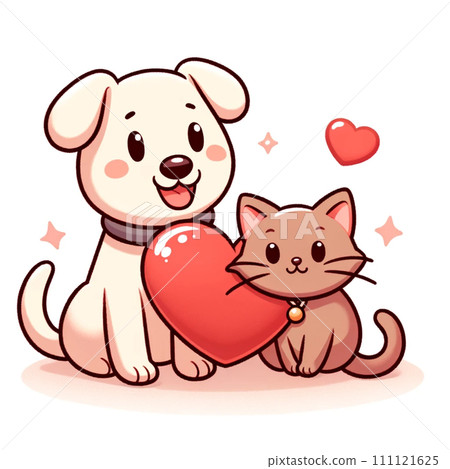 puppy, kitten and heart 111121625
